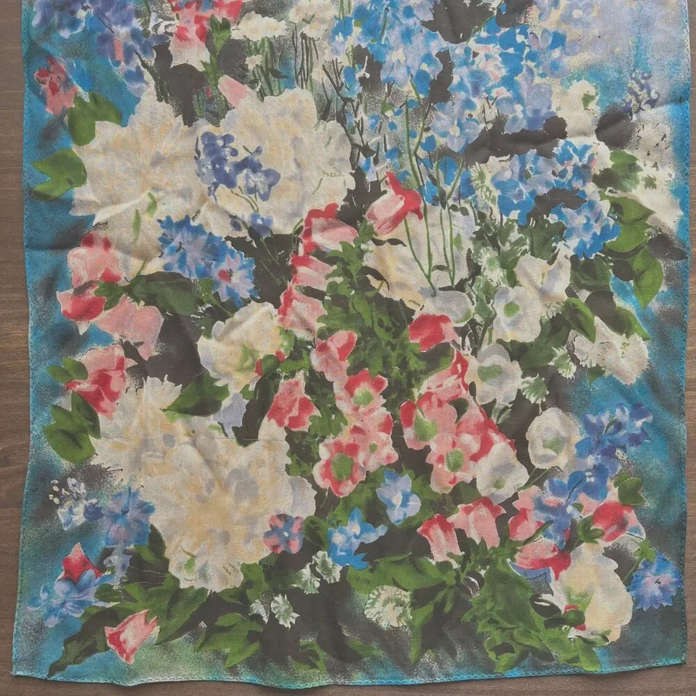 Vintage Larkspur, Peonies, and Canterbury Bells by Laura Coombs Hills Silk Scarf